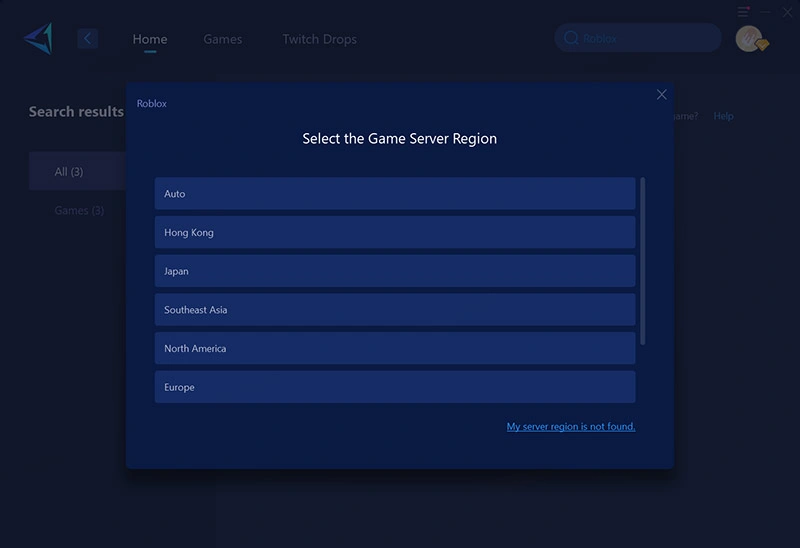 Change Roblox Region with GearUP