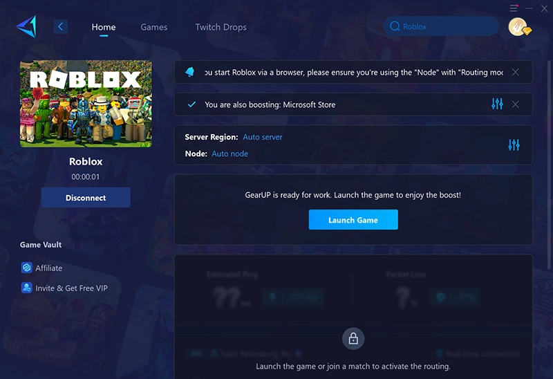 Change Roblox Region with GearUP
