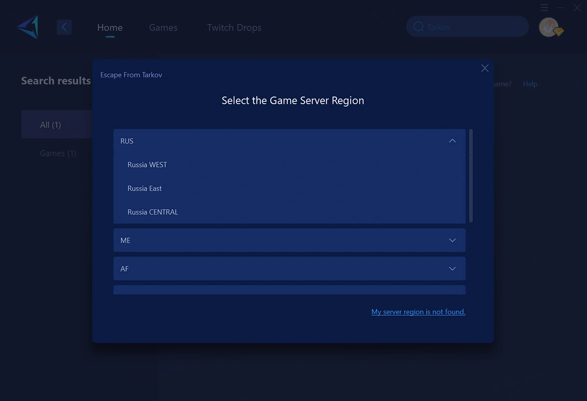 Use GearUP para corrigir a conexão do Tarkov