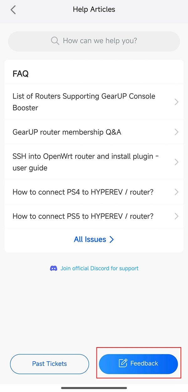 Come inviare un feedback nel GearUP Router