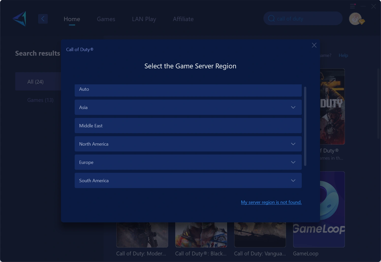 Use GearUP to Optimize MW4 Connection
