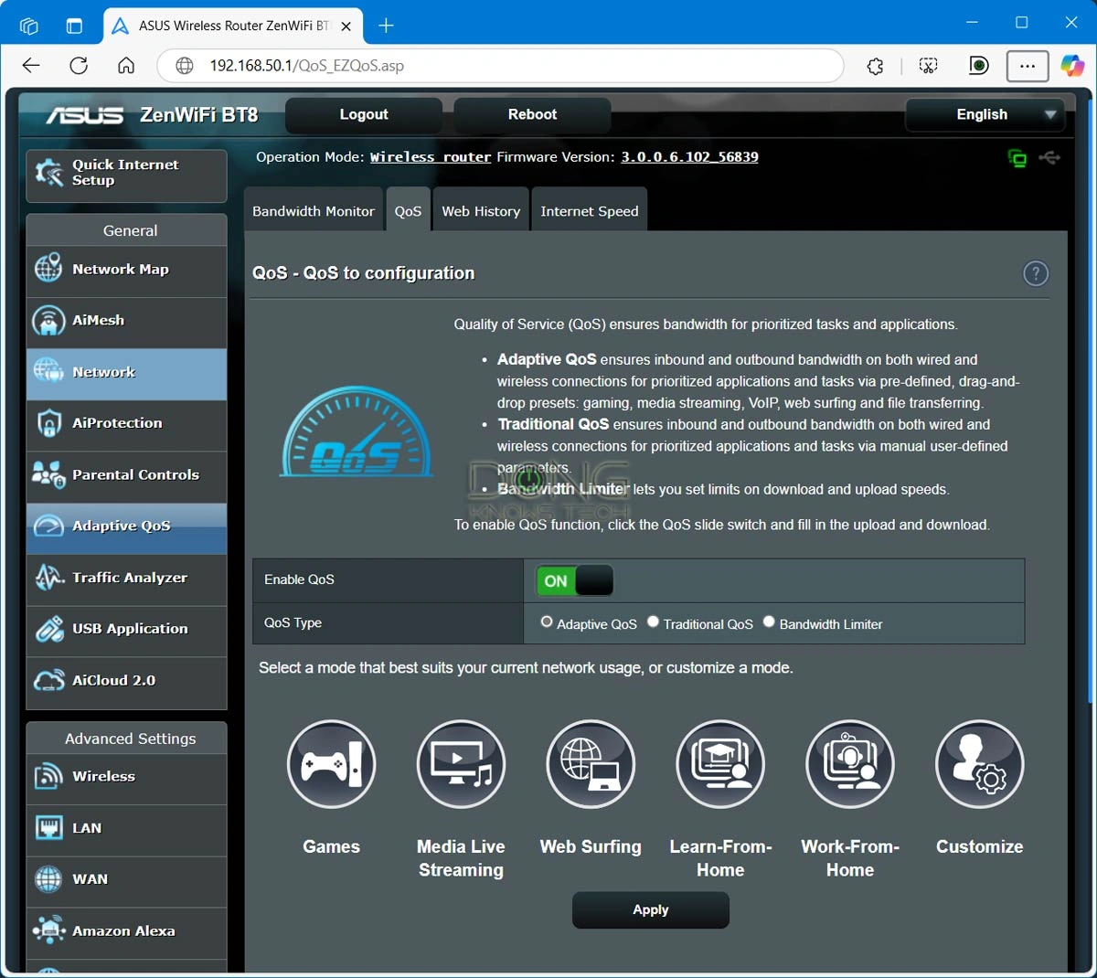 ASUS QoS Setting