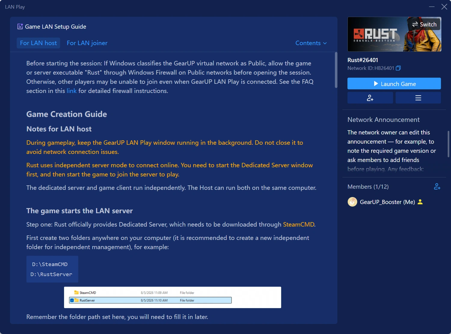 GearUP LAN Play Usage Steps