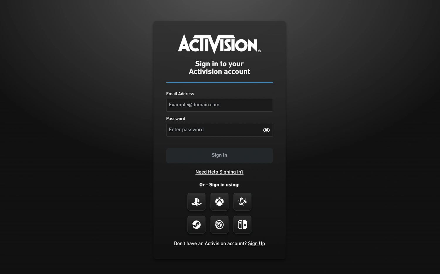 Activision アカウントが、いま遊んでいるプラットフォームに連携されていない