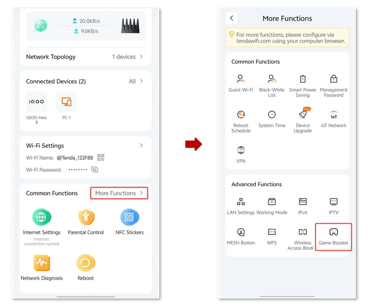 Enable GearUP in the Tenda WiFi App