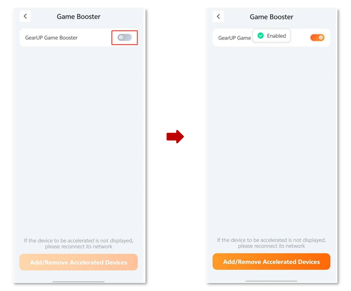 Enable GearUP in the Tenda WiFi App