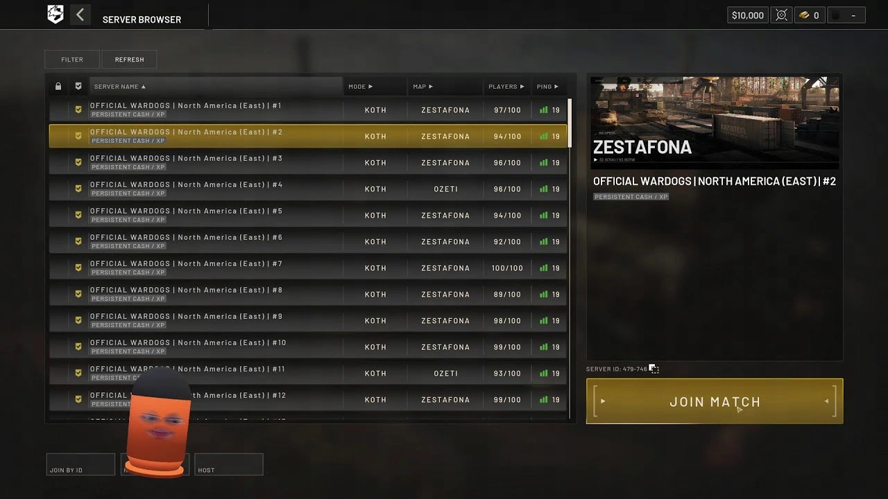 WARDOGS North America Server List